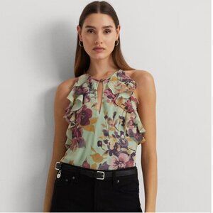 Lauren by Ralph Lauren Floral Crinkle Georgette Halter Blouse